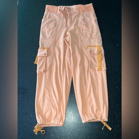 UEC FREE PEOPLE STRETCH Jogger Pant PEACHY ORANGE Cargo Pockets High Waist SZ S - Picture 9 of 14